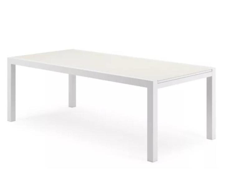 Bristol tuintafel rechthoekig uitschuifbaar wit metaal, Tuin en Terras, Tuintafels, Gebruikt, Rechthoekig, Metaal, Ophalen of Verzenden