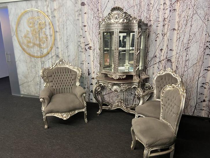 Prachtige brocante zilverkleurige salonset – blikvanger, Antiek en Kunst, Antiek | Meubels | Kasten, Ophalen