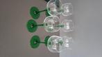 Wijnglazen met groene voet, Verzamelen, Glas en Drinkglazen, Ophalen, Zo goed als nieuw