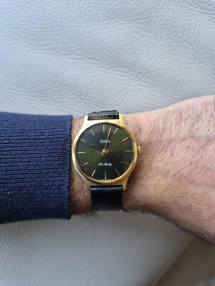 Eska St. Moritz, Handtassen en Accessoires, Horloges | Antiek, Polshorloge, Overige merken, Staal, 1960 of later, Ophalen of Verzenden