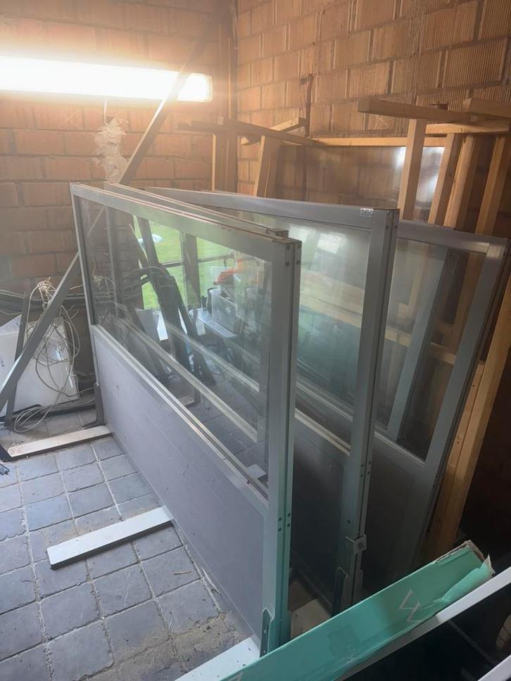 VERKOCHT / stevige glazen windschermen / terrasafscheidingen, Articles professionnels, Horeca | Autre, Enlèvement