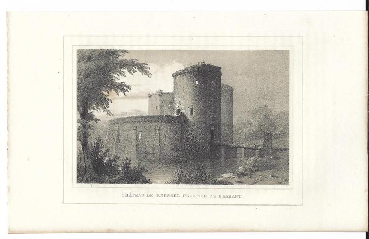 1844 - kasteel van Beersel, Antiek en Kunst, Kunst | Etsen en Gravures, Verzenden