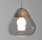 3x Nasoa Hanglamp in glas en essenhout, Ophalen, Zo goed als nieuw, Glas