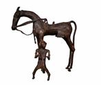 32cm/28 cm Dogon bronzen ruiter uit Mali, Antiek en Kunst, Ophalen