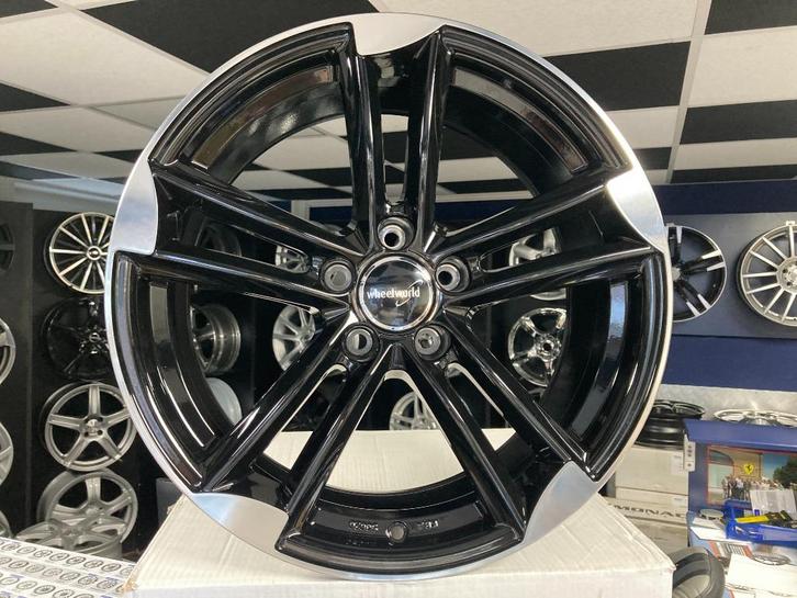 NIEUWE set 18 inch 5x112 zwart polish aluminium sportvelgen, Auto-onderdelen, Banden en Velgen, Velg(en), Winterbanden, 18 inch