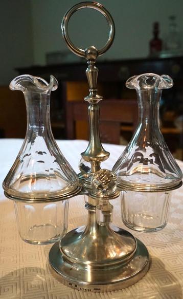 Antieke Verzilverd olie fles met Keukmerk beschikbaar voor biedingen