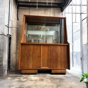 Vintage houten vitrinekast / kast / etagere, Antiek en Kunst, Curiosa en Brocante, Ophalen of Verzenden