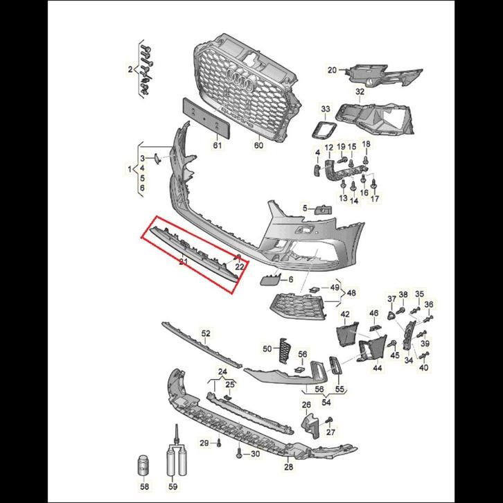 GRILLE CENTRALE PARE CHOC AVANT AUDI RS3 8V BERLINE/SPORTBAC, Autos : Divers, Tuning & Styling, Enlèvement
