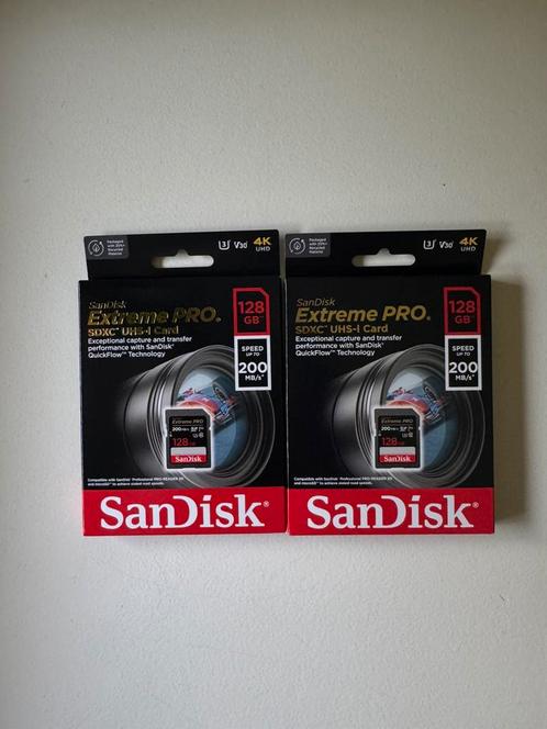 2x SanDisk Extreme PRO 128GB (nieuw in verpakking), Audio, Tv en Foto, Foto | Geheugenkaarten, Zo goed als nieuw, SD, 128 GB, Ophalen