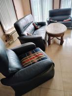 Lederen salon,2 zit 1 zit en  3 zit, Ophalen, Gebruikt