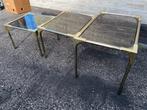 vintage mid century vergulde rook glas bijzettafels, Ophalen