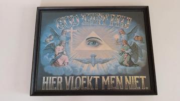 Kader met glas inclusief prent: hier vloekt men niet, Enlèvement ou Envoi