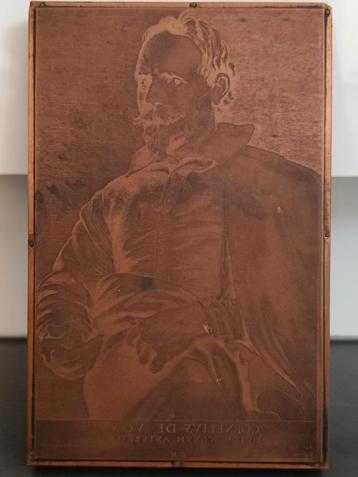 Oude koperen drukvorm Cornelis De Vos. beschikbaar voor biedingen