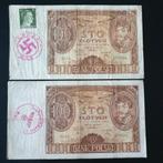 Set occupé de 2 x 100 zlotys par la Pologne et l'Allemagne, Timbres & Monnaies, Billets de banque | Europe | Billets non-euro