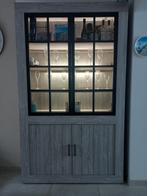 Vitrine Led WEBA effet chêne gris clair, Enlèvement, Comme neuf, Autres essences de bois, Effet chêne