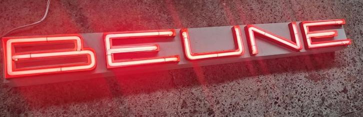 Vintage BEUNE neon lichtreclame garage decoratie verlichting, Verzamelen, Merken en Reclamevoorwerpen, Gebruikt, Lichtbak of (neon) lamp