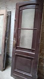 Antieke deur met glas. rechts draaiend., Doe-het-zelf en Bouw, Deuren en Vliegenramen, Glas, Ophalen