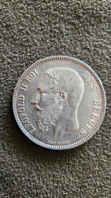 Leopold ll Roi Des Belges 5 F. 1875 beschikbaar voor biedingen