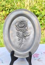 decoration murale ovale en etain bouton de rose, Ophalen of Verzenden