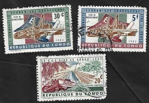 5 Postzegels 1963 Hulp EEG aan Congo, Postzegels en Munten, Postzegels | Afrika, Gestempeld, Overige landen, Ophalen of Verzenden