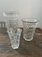 VINTAGE VAZEN 3 STUKS GLAS KRISTAL, Ophalen of Verzenden