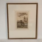 Jozef Linnig (1851-1891) - ets - Het steen Antwerpen, Antiek en Kunst, Kunst | Etsen en Gravures, Ophalen of Verzenden