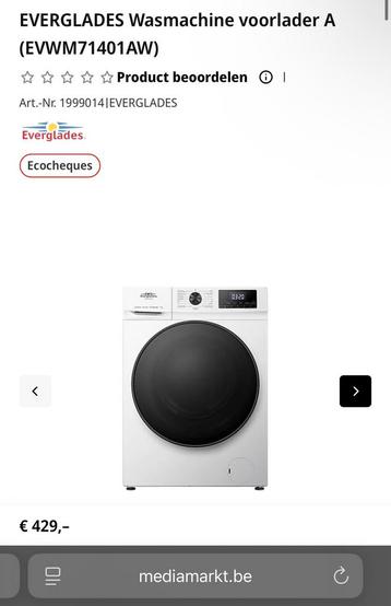 Te koop! Zo goed als nieuwe wasmachine, Everglades., Enlèvement, Neuf