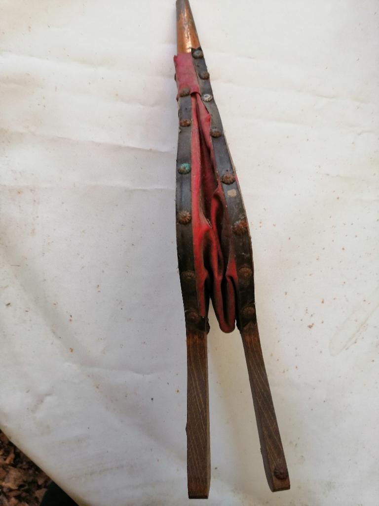 Eeuwenoude houten balg en koperen uiteinden, Ophalen of Verzenden