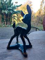 Bambi/hert/H 38cm/zwart gelakt gips/gesigneerd/jaren 60, Ophalen of Verzenden