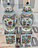 1950-1960 Antiek Delft Delfblauw keramiek Dekselvazen potten, Ophalen of Verzenden