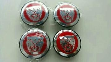 Jaguar naafdoppen/center caps/wieldoppen Ø 58 mm zwart/rood beschikbaar voor biedingen