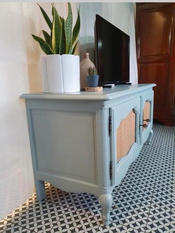 Vintage kastje/ commode met rotan/bamboo, Antiek en Kunst, Antiek | Meubels | Kasten, Ophalen