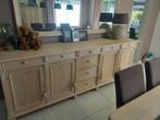 Complete eetkamer met spiegel in  oud grene hout, Ophalen, Zo goed als nieuw