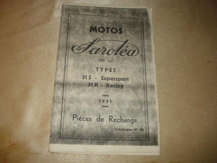 SAROLEA 500 cc 31S-31R Catalogue des Pièces de Rechange 1931, Auto diversen, Handleidingen en Instructieboekjes, Ophalen of Verzenden