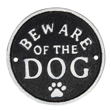 Tekstbord - Beware of the Dog - rond Landelijk gietijzer beschikbaar voor biedingen