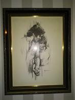 Krijtpastel tekening - huwelijk "holding hands" met kader, Ophalen, Minder dan 50 cm, Gebruikt, 75 cm of meer