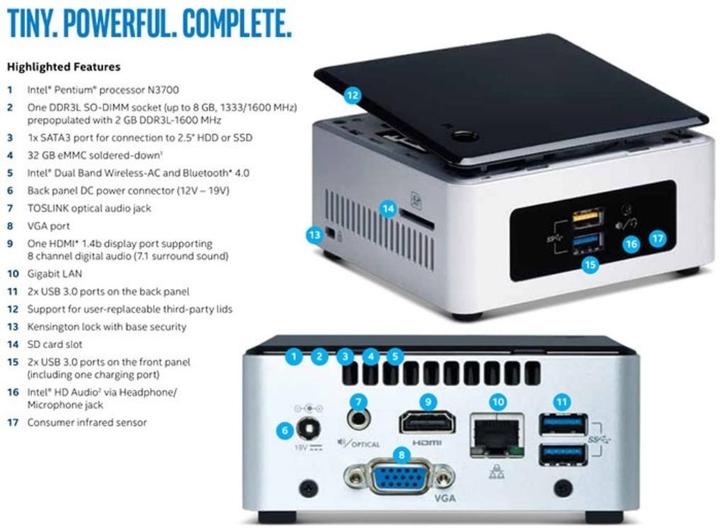 Intel NUC Mini Pc (zonder lader) 2 modellen, Computers en Software, Desktop Pc's, Zo goed als nieuw, 2 tot 3 Ghz, HDD, SSD, 8 GB