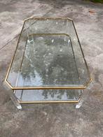 Vintage salontafel in glas met plexi poten, Maison & Meubles, Tables | Tables de salon, Enlèvement, Utilisé, Verre