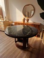 Brutalistische vintage eettafel van marmer en palissander, Huis en Inrichting, Tafels | Eettafels, Ophalen