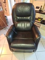 Zwart leer relax, Huis en Inrichting, Fauteuils, Ophalen, Relax, Zo goed als nieuw, 75 tot 100 cm