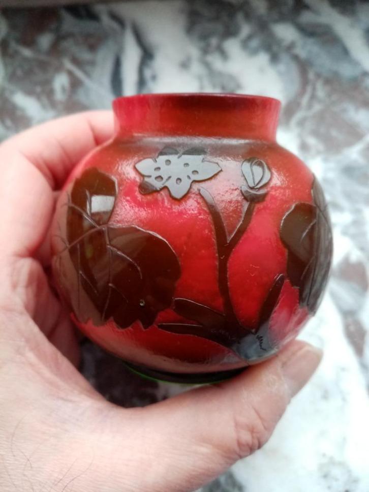 Fritz Heckert/Petersdorf art nouveau vaas met glaspasta, Antiek en Kunst, Antiek | Glaswerk en Kristal, Ophalen of Verzenden