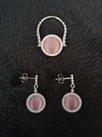 Nieuwe omkeerbare ring en oorbellen van Nona in zilver, Handtassen en Accessoires, Hangers, Nieuw, Ophalen of Verzenden, Roze
