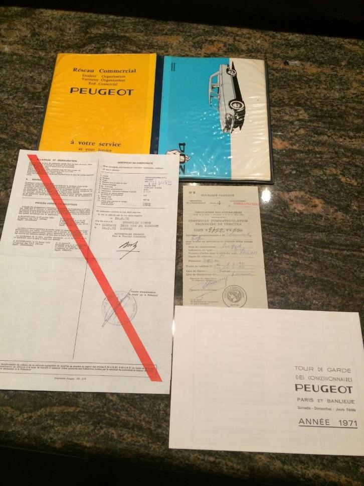 auto papieren van een Peugeot 204 van 1971, Auto diversen, Handleidingen en Instructieboekjes, Ophalen of Verzenden