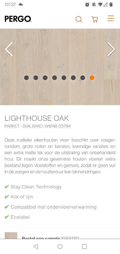 Parketvloer - Pergo, Bricolage & Construction, Planches & Dalles, Comme neuf, Parquet, Bois, 150 cm ou plus, 10 à 30 cm, 10 m²² ou plus