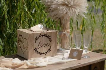 Trouwdecoratie - houten box enveloppes / enveloppendoos beschikbaar voor biedingen