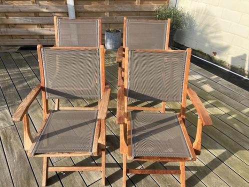 Tuinstoelen in teak, Tuin en Terras, Tuinstoelen, Zo goed als nieuw, Teakhout, Inklapbaar, Ophalen