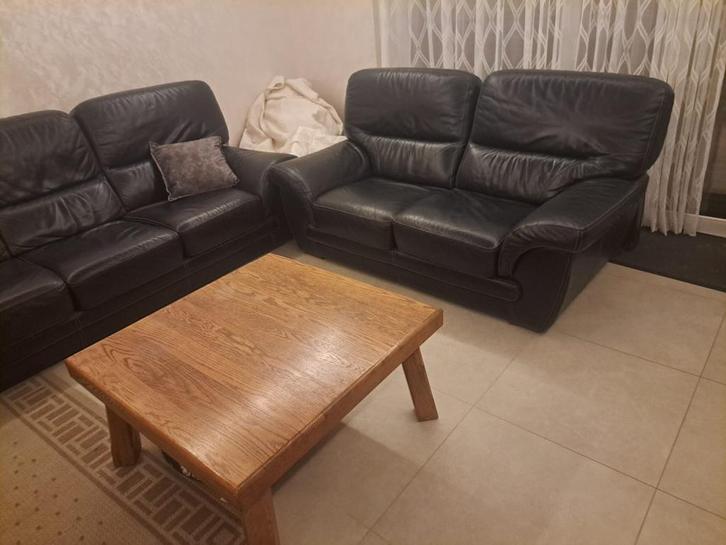 Lederen zetel, Huis en Inrichting, Zetels | Complete zithoeken, Gebruikt, Leer, Ophalen