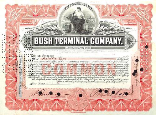 Bush Terminal Company 1927, Timbres & Monnaies, Actions & Titres, Certificat d'action, 1920 à 1950, Enlèvement ou Envoi