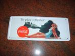 Coca Cola reclamebord - plakaat 27 x 11 cm, Verzamelen, Ophalen, Zo goed als nieuw, Reclamebord