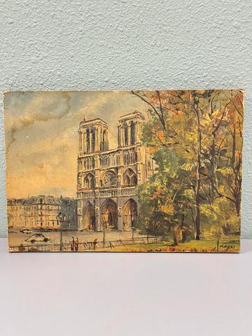 Print Notre Dame Kathedraal Parijs Kerk Frankrijk op Hout vt beschikbaar voor biedingen
